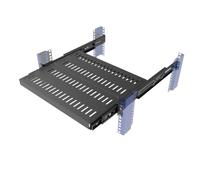 JINGCHENGMEI 1U Sliding Rack Shelf, 4-Post Vented Rack Mount Shelf 14-17“ Deep with Adjustable Mounting Depth 15"-22" for 19 Inch AV/Network Equipment Rack,Disassembled, Black (15-22)