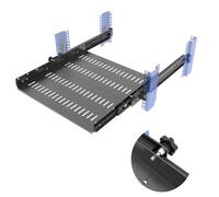 JINGCHENGMEI 1U Sliding Rack Shelf for 19" Server Rack Mount Cabinet 14.6-22.3" Adjustable Depth 4 Post Rack Mount,Disassembled, Black (14.6-22.3 inches)