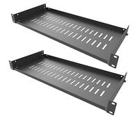 Jingchengmei 1U8V2P Universal Shelf for Server Cabinet or Rack 203 mm Deep Black Set of 2