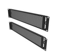 Jingchengmei 2 Pack Hinged Perforated Rack Mount Blank Panel - 1U Steel Spacer Panel for 19 inches Network Cabinet or Server Rack Black (2U2PC)