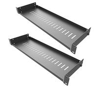 Jingchengmei 2 Pack of 1U Vented Cantilever Server Rack Mount Shelf 6" (154mm) Deep for 19" Network Cabinet or Equipment Rack, Disassembled Black(6V2PC)