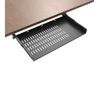 JINGCHENGMEI 21 inch Sliding Under Desk Laptop Mount with Air Vents, Metal Under Desk Slide Out Tray for Laptop (21 Inch)