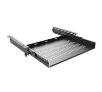 JINGCHENGMEI Sliding Under Desk Laptop Mount Shelf with Air Vents, W 16.3" x D 12" Metal Under Desk Slide Out Tray for Laptop (16 Inch Wide)