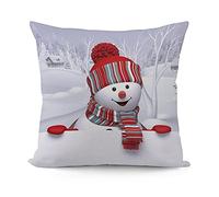 Jingclor Christmas Pillow Cases 18X18 inch Christmas Snowman Cushion Covers 45cm x 45cm Soft Plush Square Throw Pillow Covers for Living Room Sofa Couch Bed Pillowcases