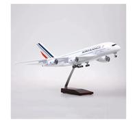JINGDEE Display scale aircraft 45.5cm 1/160 For A380 Air France Aircraft Die-Cast Resin Static Scale Plane Model Holiday Party Gift Suitable for gift giving(No LED)