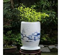 Jingdezhen Blue And White Porcelain Flowerpot Ceramic Planters Garden Flower Pots With Drainage Holes And Saucers For Indoor Plants House Plants Modern Plant,C