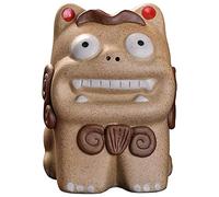 Jingdezhen Ceramic Cute Figurines Fu Foo Dogs Collect Crafts Feng Shui Decor Luck Wealth Symbol Ward Off Evil Desktop Decoration Outdoor Indoor Car Tea Pet Decoration Exquisite crafts(1 Pair),L