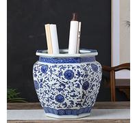 Jingdezhen Ceramic Flower Pot Calligraphy And Painting Cylinder Scroll Calligraphy And Painting Storage Blue And White Porcelain Antique Octagonal Chinoiserie,D-without holes