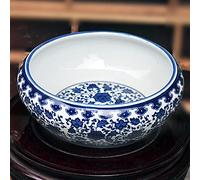 Jingdezhen Ceramics Fish Tank Fish Tank Turtle Aquarium Water Lily Copper Money Grass Water Plant Flower Pot Pen Wash Chinoiserie Blue And White Porcelain,32x14