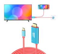 JINGDU USB C to HDMI Cable Compatible with Nintendo Switch, Portable HDMI Adapter for NS Standard/OLED Model, Steam Deck, Laptop, Phone, Replace the Original Dock, Travel-friendly, 4K, 2m, Blue Red