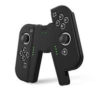 JINGDU Joy Con Charging Grip Handle for Nintendo Switch/OLED, Joystick Charging Comfort V-Shaped Game Grip Controller with Battery Indicators, High Speed Charge While Play, Black