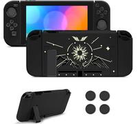 JINGDU Switch Protective Case Compatible with Nintendo Switch NS - Slim TPU Case with Shock-Absorption and Anti-Scratch Protection, Includes 4 Thumb Grip Caps
