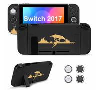 JINGDU Switch Protective Case for Switch 2017 NS, Dockable Soft TPU Switch Protector, Slim Shock-Absorption Anti-Scratch Switch Cover for Switch NS with Thumb Grips Caps