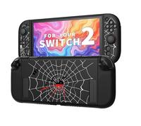 JINGDU Textured Grip Protective Case Compatible with Nintendo Switch 2 (2025) Only - Black Spider Web Design, Matte Shockproof TPU Shell with Anti-Slip Handles, Ergonomic & Comfort Slim Back Cover