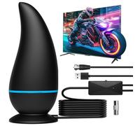 JINGEGECOME 2025 Indoor TV Aerial-Digital TV Ariels Indoor 350+ Miles Long Range with Signal Booster for Freeview, Amplified Digital TV Antenna 4K 1080P HD with 18Ft Long Cable,Magnetic Base.
