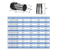 JINGERL 1pc ER11 ER16 ER20 Collet Chuck Shaft Lathe Tools Spindle Extension Rod 4mm 5mm 6mm 6.35mm 8mm 10mm 12mm 14mm 16mm (Color : C25-ER20A-50L-16MM)