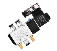 JINGERL 2 Position 5 Way Pneumatic Solenoid Valve 4v210-08 Single Coil 12V 24V 110V 220V Pneumatic Control Valve With Fittings (Color : With 8mm Fitting, Size : DC12V)