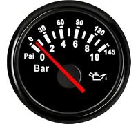 JINGERL 52mm Oil Pressure Gauges PSI Marine Boat Yacht 0-5Bar/0-10Bar Oil Pressure Gauge for Auto with Red Backlight 12V/24V Black White (Color : BB 0-10 bar)
