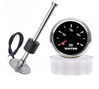 JINGERL 52mm Water Level Gauge + 0~190 Ohm Water Level Sensor with 7 Colors Backlight Water Tank Level Indicator Meter 12V 24V (Colore : BS 250MM)