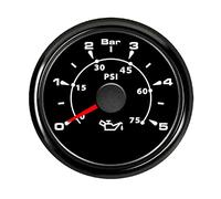JINGERL 7 Colors Backlight Boat Car Oil Pressure Gauge With 5 Bar / 10 Bar Oil Pressure Meter Fit For 9~32V (Color : Black 5 Bar)