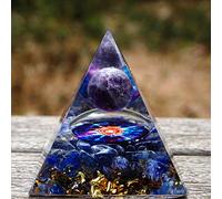 JINGERL Handmade Orgonite Pyramid 60mm Amethyst Crystal Sphere&Blue Quartz Pyramid Orgone Reiki Energy Healing Meditation (Size : 60mm)