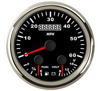 JINGERL Marine Boat Car Fuel Level Gauge Voltmeter GPS Speedometer Gauge 85MM Oil Fuel Level Meter Voltage 8-16V Speed Meter Odometer (Color : BS)