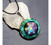 JINGERL Orgonite Pendant Necklace Amazonite Natural Crystal Energy Chakra Jewelry EMF Protection Healing Orgone