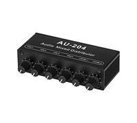 JINGERL Stereo headphone Mixer Distributor for headphone External Power AMP Volume independent control DC5-19V 2 inputs 4 outputs (Color : Board with case)