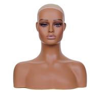 JINGFA Wig Display Mannequin Head with Shoulders PVC Realistic Displaying and Styling for Wigs, Jewelry, and Clothing