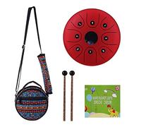 JINGFENG 5.5 Inches Mini Steel Tongue Drum 8 Notes C-Key Handpan Drum Steel Pocket Drum Percussion Instrument with Mallets Carry Bag for Meditation Yoga Zazen Musical Education