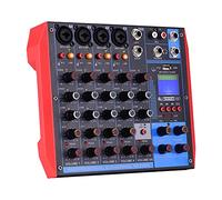 JINGFENG AG-6 Portable 6-Channel Mixing Console Digital Audio Mixer +48V Phantom Power Supports BT/USB/MP3 Connection for Music Recording DJ Network Live Broadcast Karaoke