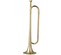 JINGFENG Brass C Bugle Call Gold-Plated Trumpet Cavalry Horn with Mouthpiece Musical Instrument for Beginners School Band Orchestra (18.7 Inch)