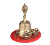 JINGFENG Tibetan Buddhist Bell Bronze Hand Bell with Vajra Padding for Meditation Prayer