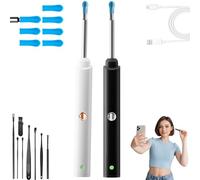 Jinggao Ear Wax Removal, Upgraded Slivor Ear Cleaner with HD Camera & App, Ip67 Waterproof Ears Wax Removal Tool Camera with 8 PCS Easr Set 7 Replaceable Silicone Scoop Tips (W+B)