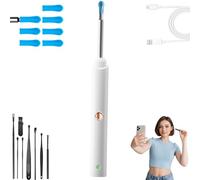 Jinggao Ear Wax Removal, Upgraded Slivor Ear Cleaner with HD Camera & App, Ip67 Waterproof Ears Wax Removal Tool Camera with 8 PCS Easr Set 7 Replaceable Silicone Scoop Tips (White)
