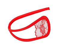JINGGEGE Womens Soft Lace C-String Thong Invisible Underwear G String T Back Nightwear Lingerie Panties (Color : Red, Size : One size)