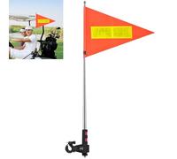JINGHANGER Golf Cart Flagpole Reflective Flag with Telescopic Pole 21 x 30 cm Orange Safety Flag for Golf Carts Bicycle and Wheelchairs