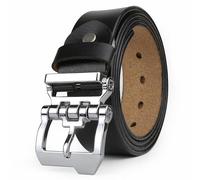 JingHao Belts for Men,Casual Mens Belt Leather for Jeans,Cowboy,Black Genuine Leather Belt,Plus Size 28"-64" Width 1.45" Brown (3XL 43"-45" Length 130cm, Black 3)