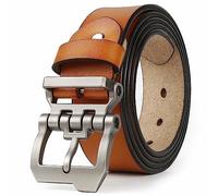 JingHao Belts for Men,Casual Mens Belt Leather for Jeans,Cowboy,Black Genuine Leather Belt,Plus Size 28"-64" Width 1.45" Brown (L 34"-36" Length 115cm, Brown)