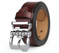 JingHao Belts for Men,Casual Mens Belt Leather for Jeans,Cowboy,Black Genuine Leather Belt,Plus Size 28"-64" Width 1.45" Brown (7XL 54"-56" Length 150cm, Coffee 2)