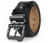 JingHao Mens Leather Belt,Genuine Leather Belts for Men,Great for Casual JeansWear,Formal,Regular & Big Size 30"-64" Black(7XL 54"-56" Length 150cm, Black)