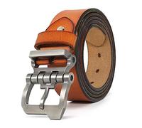 JingHao Mens Leather Belt,Genuine Leather Belts for Men,Great for Casual JeansWear,Formal,Regular & Big Size 30"-64" Black(8XL 56"-58" Length 155cm, Brown 3)