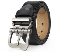 JingHao Mens Leather Belt,Genuine Leather Belts for Men,Great for Casual JeansWear,Formal,Regular & Big Size 30"-64" Black(XL 37"-39" Length 120cm, Black 3)