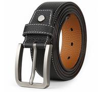 JingHao Mens Leather Belt,Plus Size Belts for Men,Pin Buckle Belt Great for Jeans, Casual,Formal,Work Wear 28-64" Black Brown (7XL 54"-56" Length 150cm, Black 2)