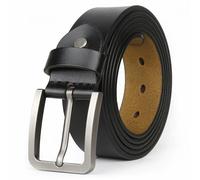JingHao Mens Leather Belt,Plus Size Belts for Men,Pin Buckle Belt Great for Jeans, Casual,Formal,Work Wear 28-64" Black Brown (7XL 54"-56" Length 150cm, Black)