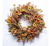 JINGHONG Fall Wreaths for Front Door 24 Inch Artificial Fall Wreath Large Autumn Wreath for Outside Wall Porch Harvest Thanksgiving Day Celebration