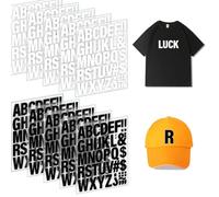JINGIHE 10 Sheets 2 Inch Iron on Letters for Clothes, 440 PCS Heat Transfer Letters, Washable PU A-Z Alphabets and Symbols Iron on Patches for Clothing T Shirts DIY Crafts Decoration (Black + White)