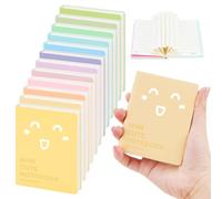 JINGIHE 12Pcs Small Pocket Notebook, Mini Smiley Notepad Imitation-Leather Cover, Cute Candy Colors Diary for Adults Kid Home Office School Travel Children Writing, 100pages, 7.6 x 10cm (Laugh)