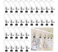JINGIHE 30 Pcs Portable Laundry Hangers, Anti-slip Boots Clips Hanging Clothes Pins, Multifunctional Stainless Steel Towel Hooks for Washing Line Pants Shoes Socks Bags Hat Gloves Beach Travel