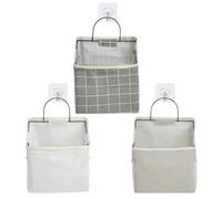 JINGIHE 3Pcs Wall Hanging Storage Bag, Over Door Organiser with Metal Frame Side Mesh Pockets, Waterproof Carrier Bag Storage Baskets with Hooks for Bedroom Wardrobe Kitchen Bathroom Locker Closet